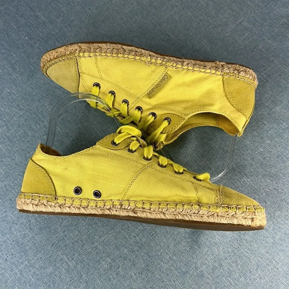 Calvin Klein Jeans Gisella Lemon Yellow Canvas Lace Up Sneakers Shoes 7.5